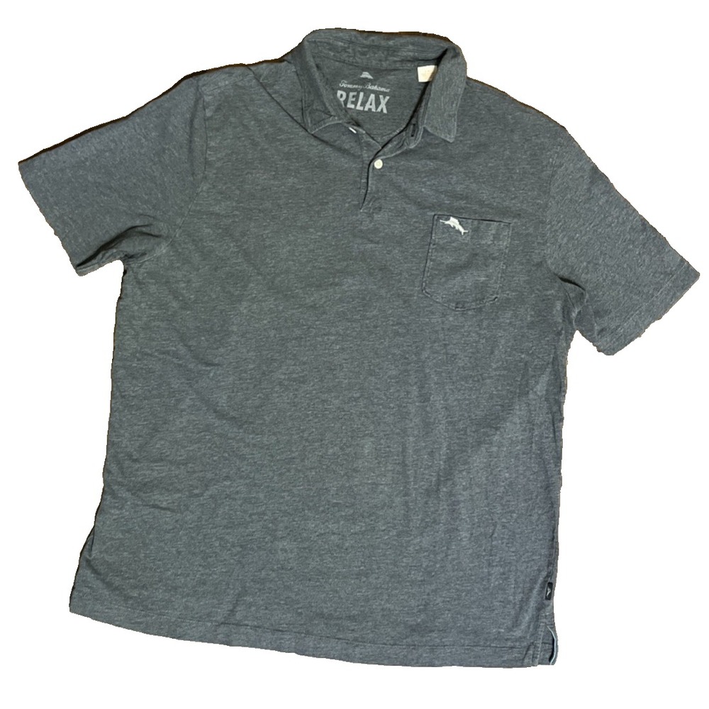 Tommy Bahama RELAX Polo Shirt S/S 100% Pima Cotton Mens L Gray